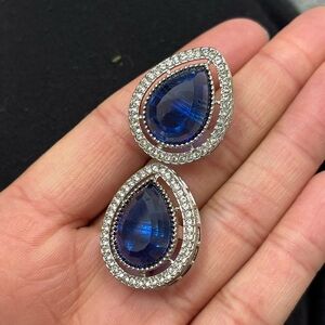 Royal Blue and Silver Teardrop studs
